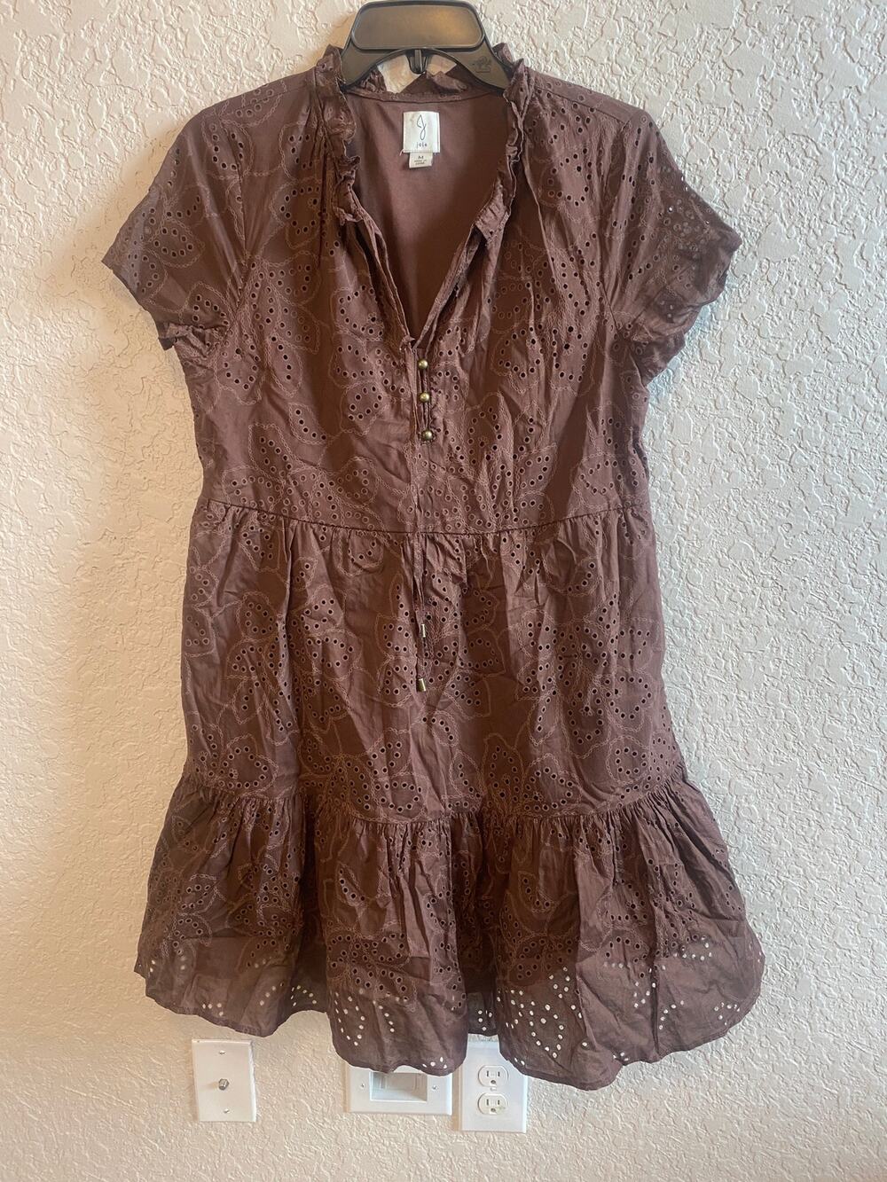 Joie Women’s Eyelet Chocolate Brown 100% Cotton Dress size Medium